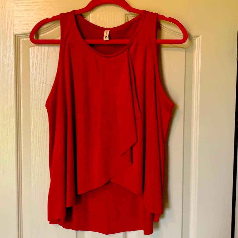 Suede red flowy blouse